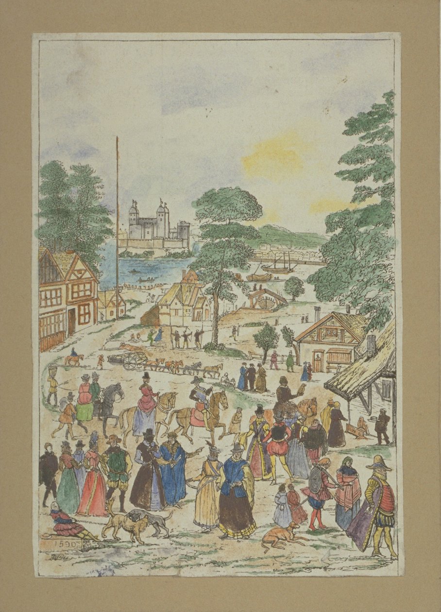 Billede af en fest i Fair Street, Southwark, ca. 1850 af Charles Grignion