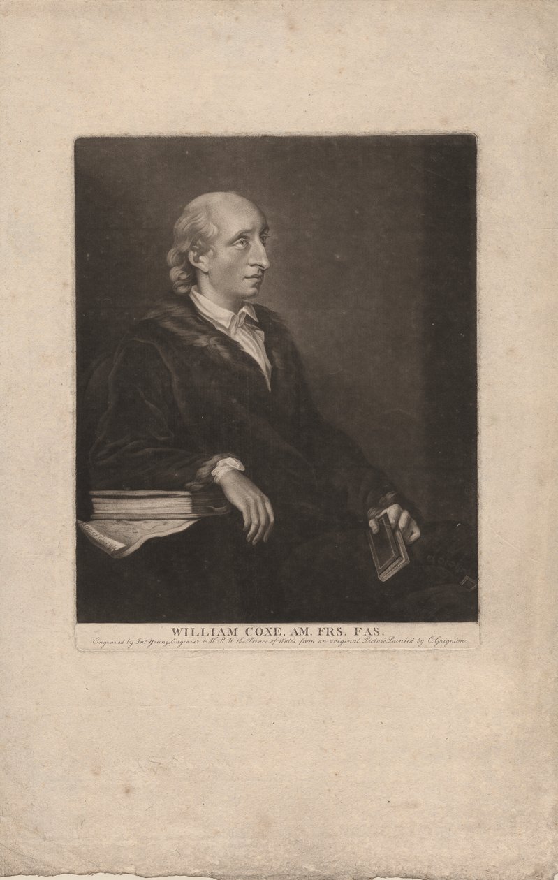 William Coxe, graveret af John Young (1755-1825), ca. 1785 (mezzotint) af Charles Grignion