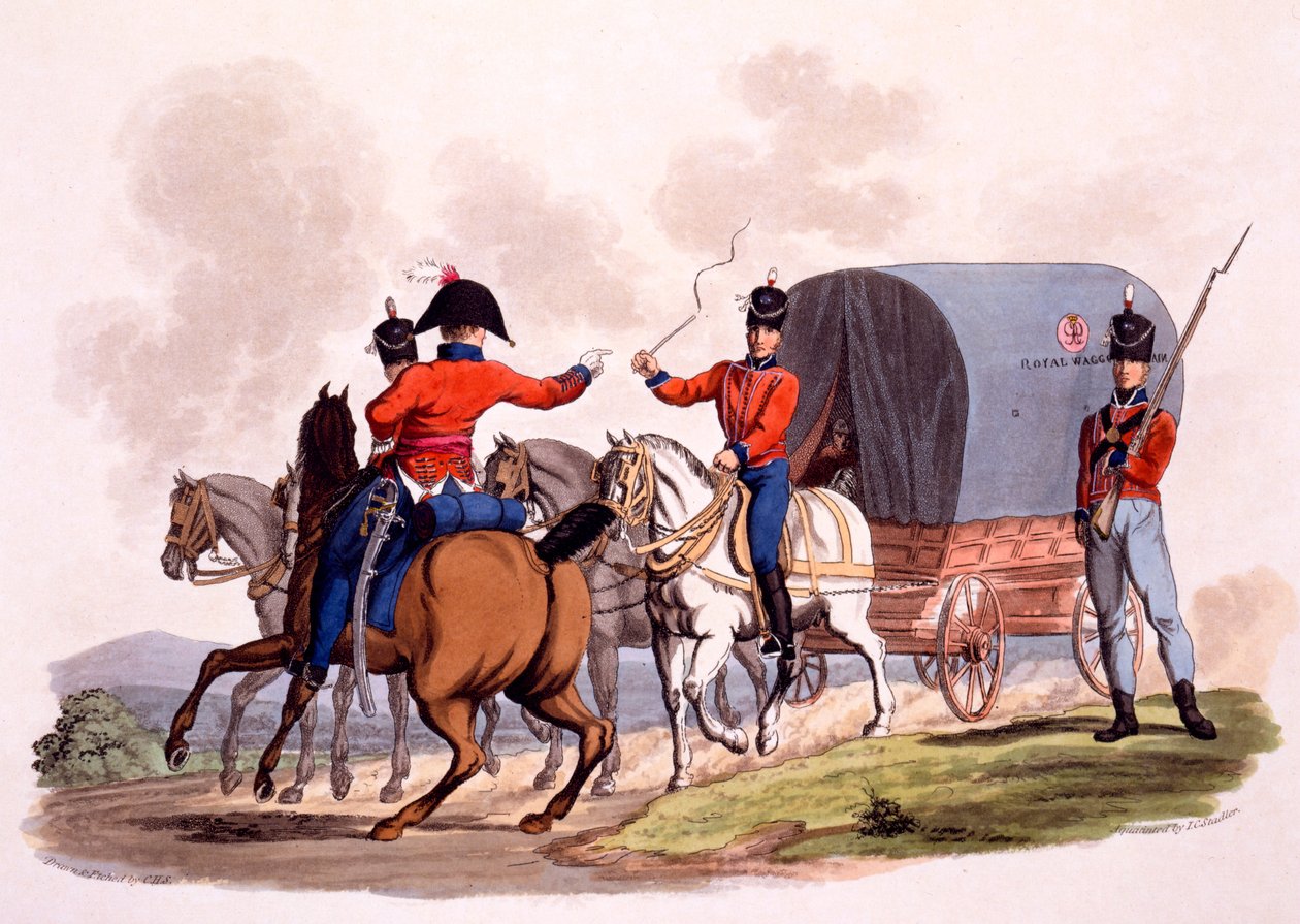 Uniform af en officer, menig og fører af Royal Wagon Train, fra 