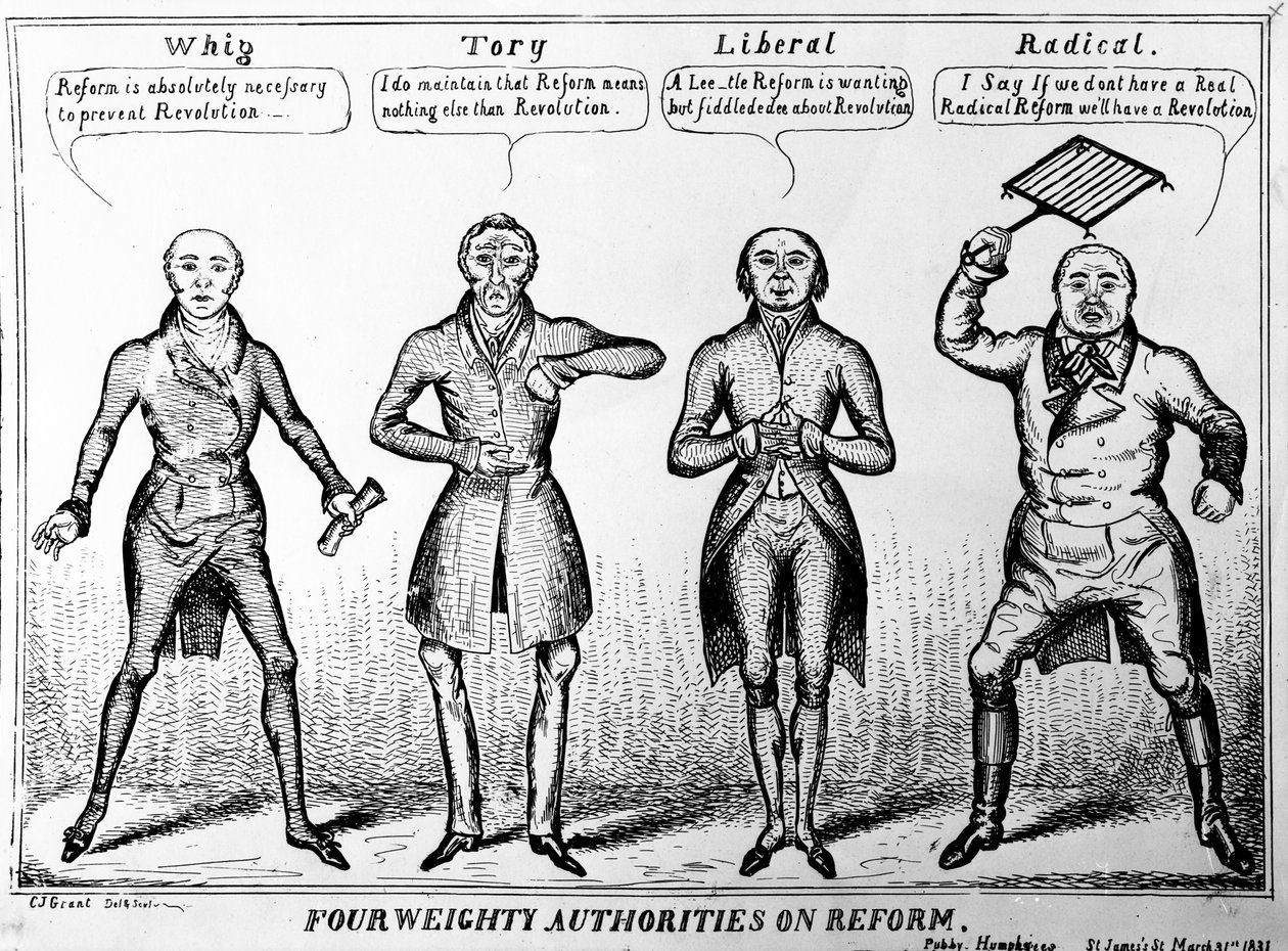 Fire vægtige myndigheder om reform, 1831 af Charles Jameson Grant