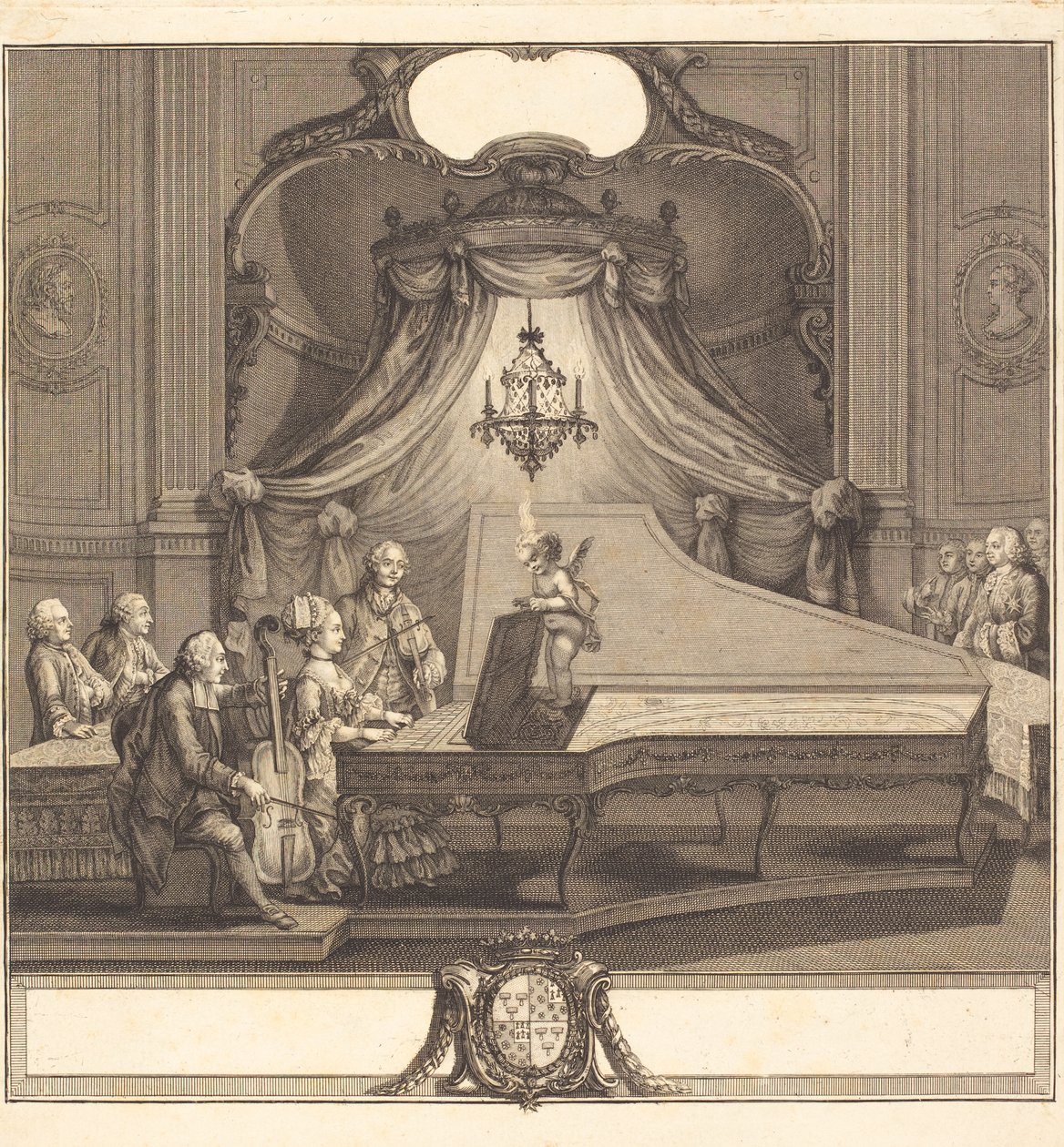 Le concert mecanique, gravering af Joseph de Longueil, 1769 (ætsning og gravering) af Charles Joseph Dominique Eisen