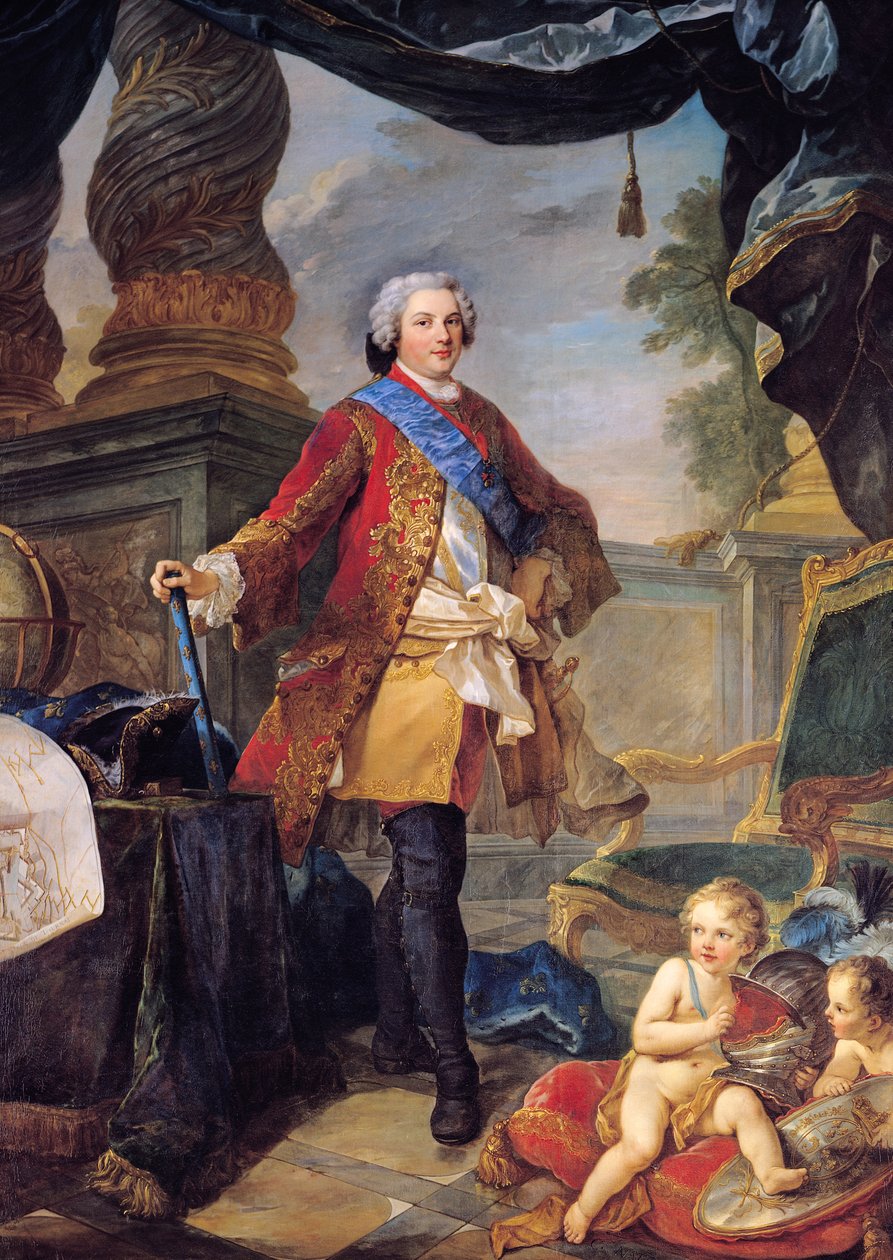 Louis (1729-65) Dauphin af Frankrig med en plan for belejringen af Tournai, 1747 af Charles Joseph Natoire