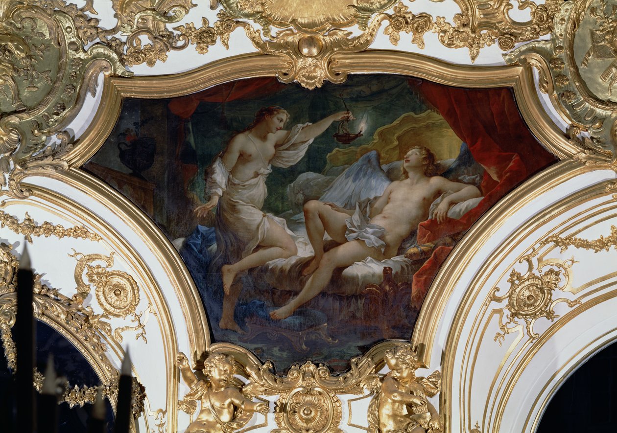 Psyche og Amor, loftspanel fra Salon de la Princesse af Charles Joseph Natoire