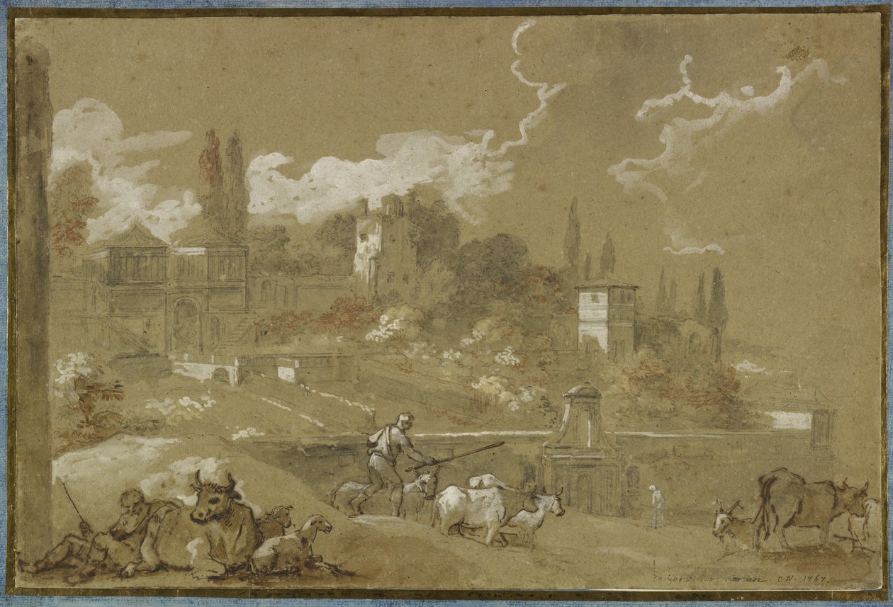 Udsigt over Campo Vacino, Rom, 1767 af Charles Joseph Natoire