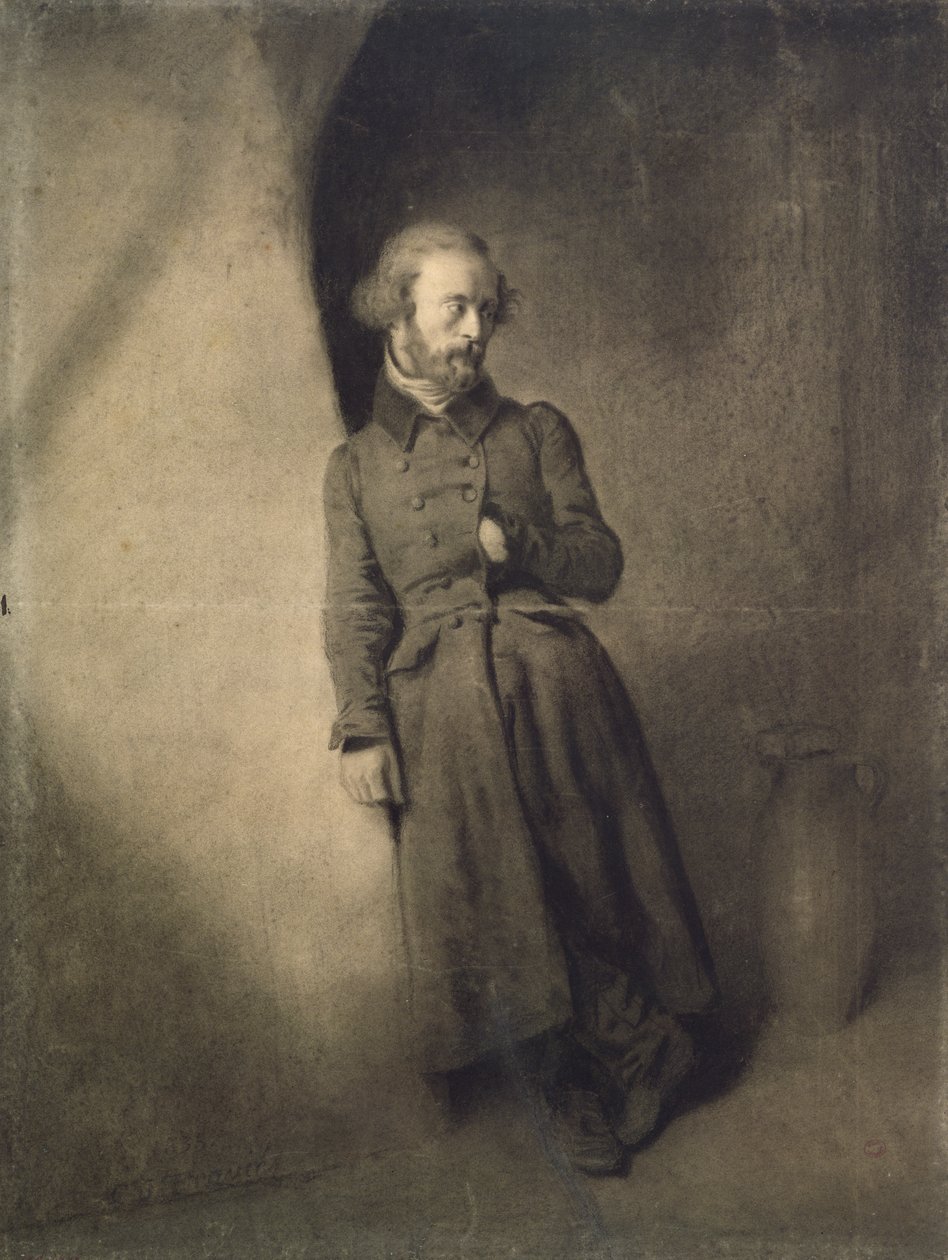 Armand Barbes (1809-70) i fængslet, 1835 (kul på papir) af Charles Joseph Travies de Villiers