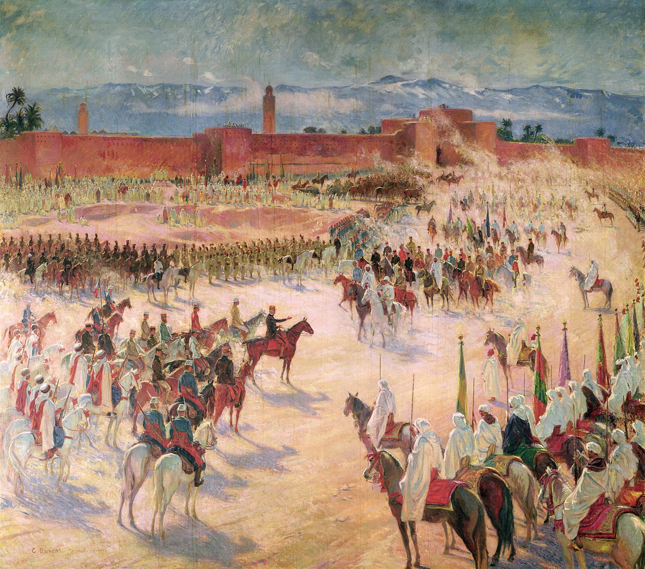 General Lyauteys (1854-1934) og General Mangins (1862-1925) indtog i Marrakesh i 1912, 1915 af Charles Jules Duvent