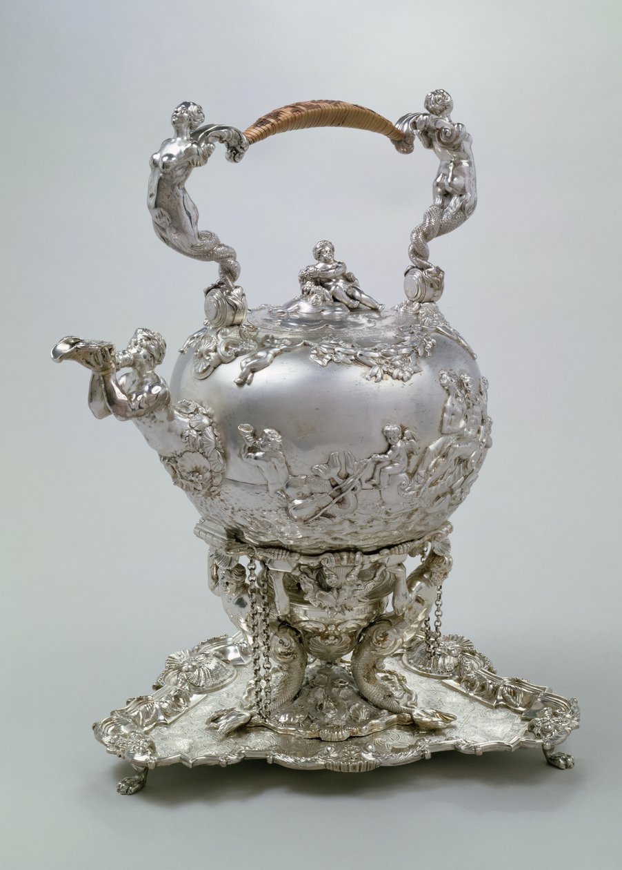 Te-kedel og stander af C.Kandler, London, 1730 (sølv) af Charles Kandler