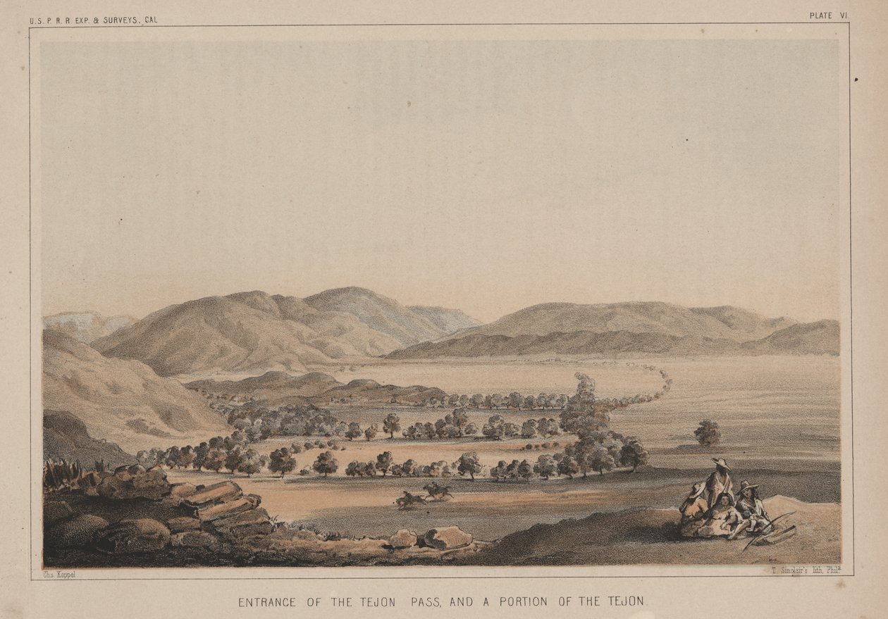Indgangen til Tejon-passet og en del af Tejon, 1856 af Charles Koppel