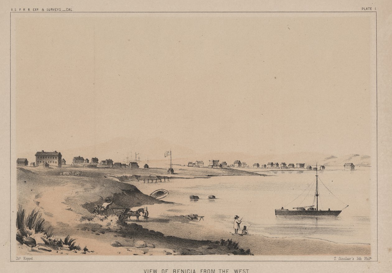 Udsigt over Benicia fra vest, 1856 af Charles Koppel