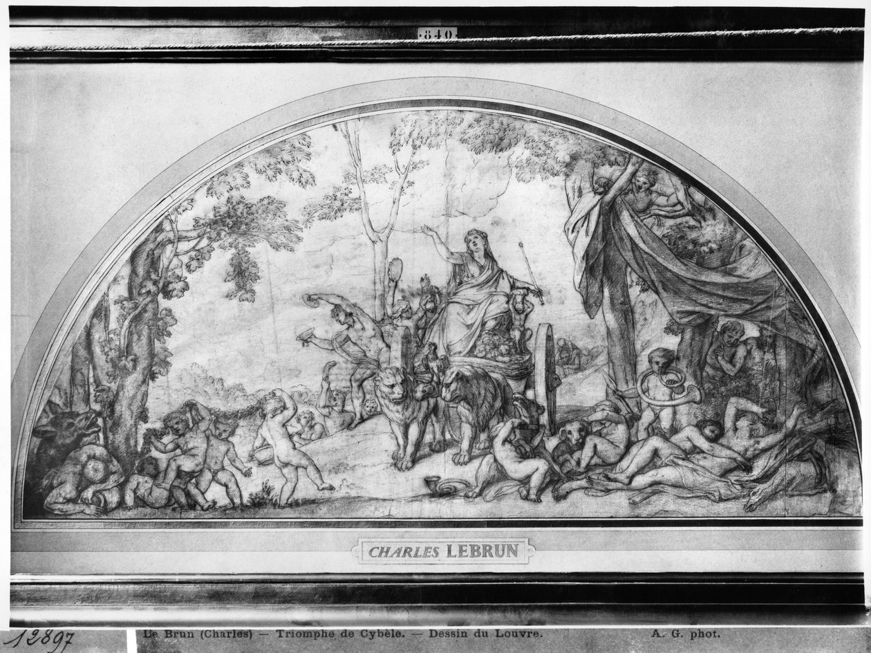 Cybele eller Reawakening of Earth, ca. 1663 (pen og brun blæk und pierre noire på beige papir) af Charles Le Brun