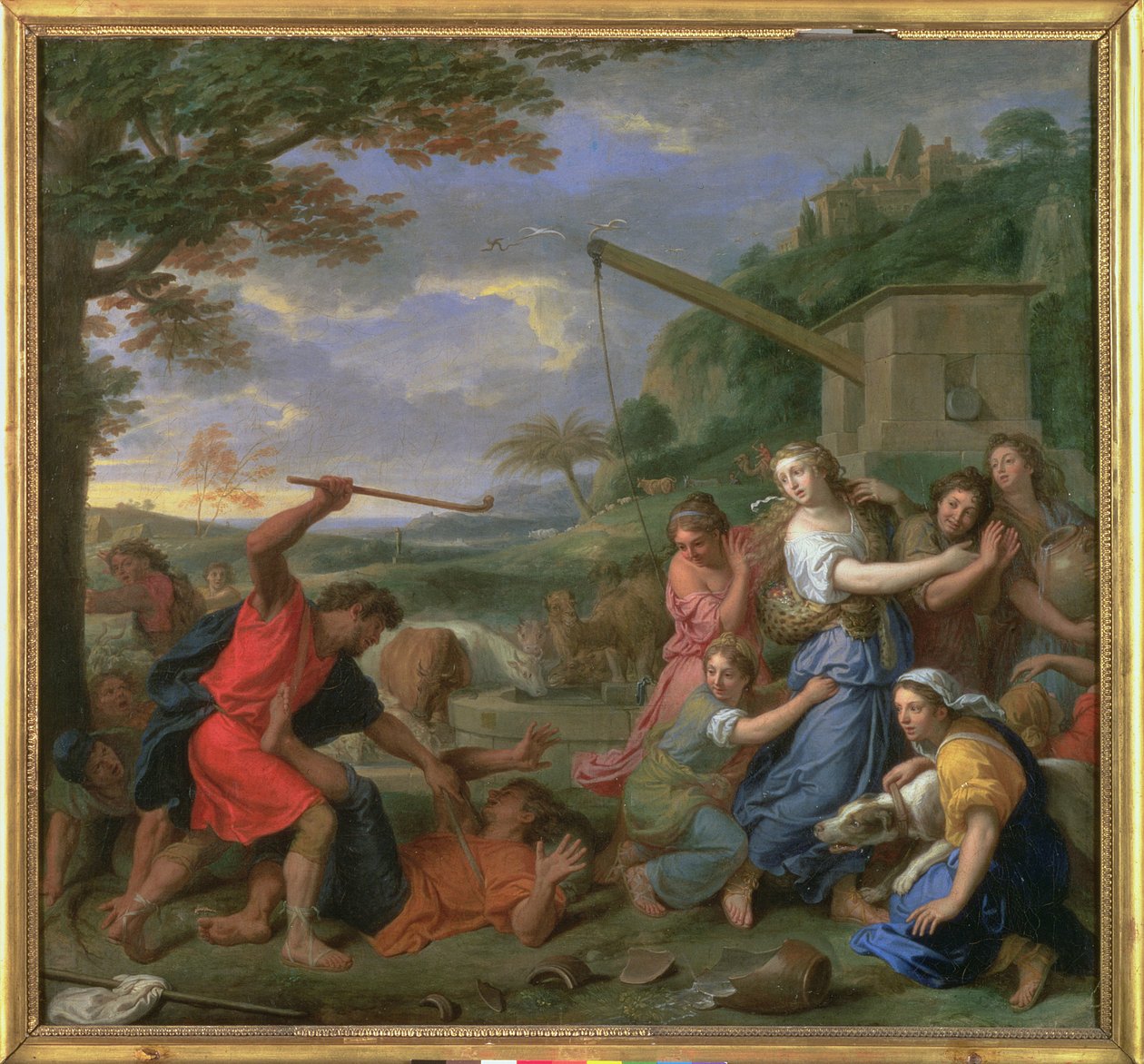 Moses forsvarer Jethros døtre (par 78386) af Charles Le Brun