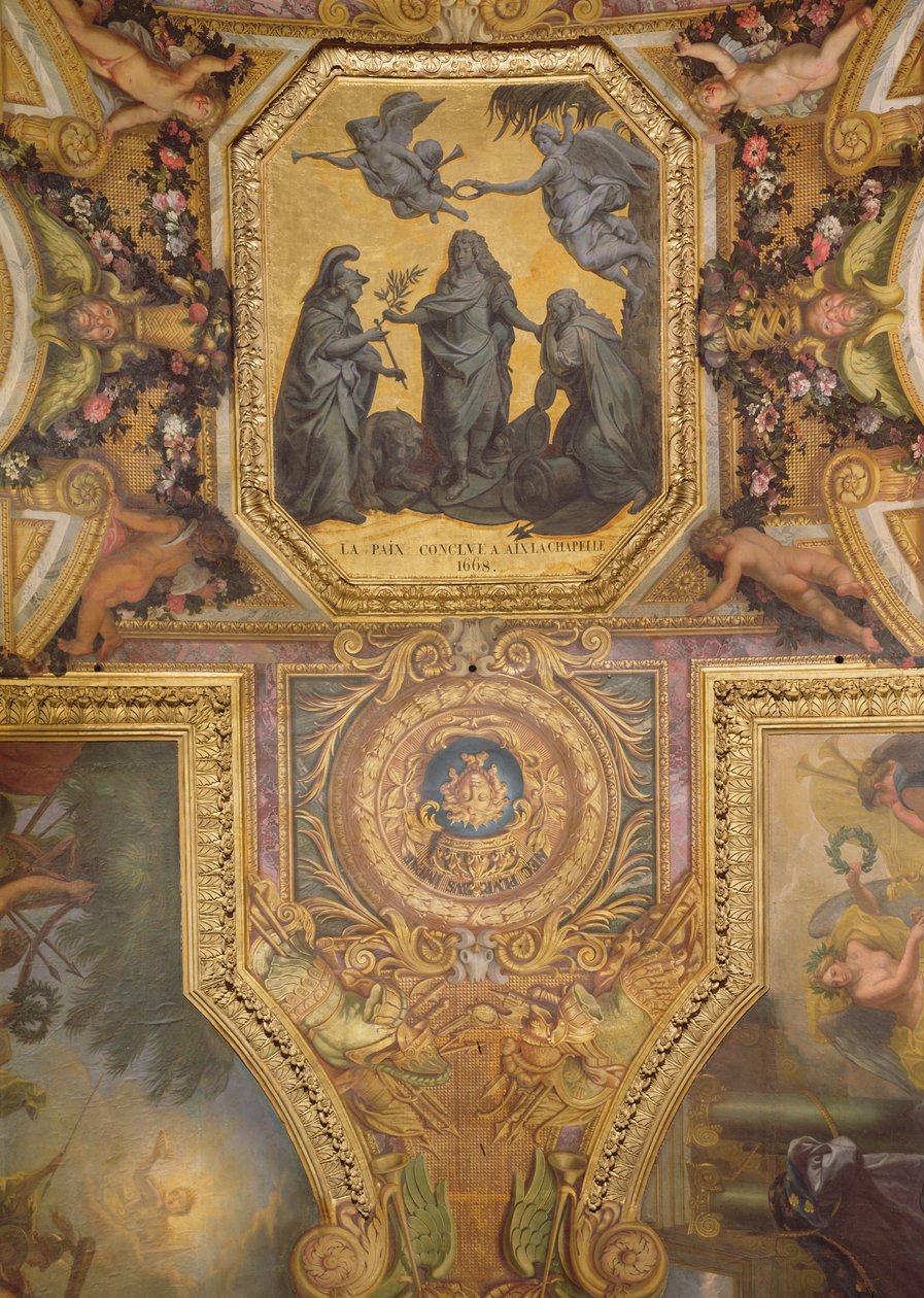 Fred sluttet i Aix-la-Chapelle i 1668, loftsmaleri fra Galerie des Glaces af Charles Le Brun