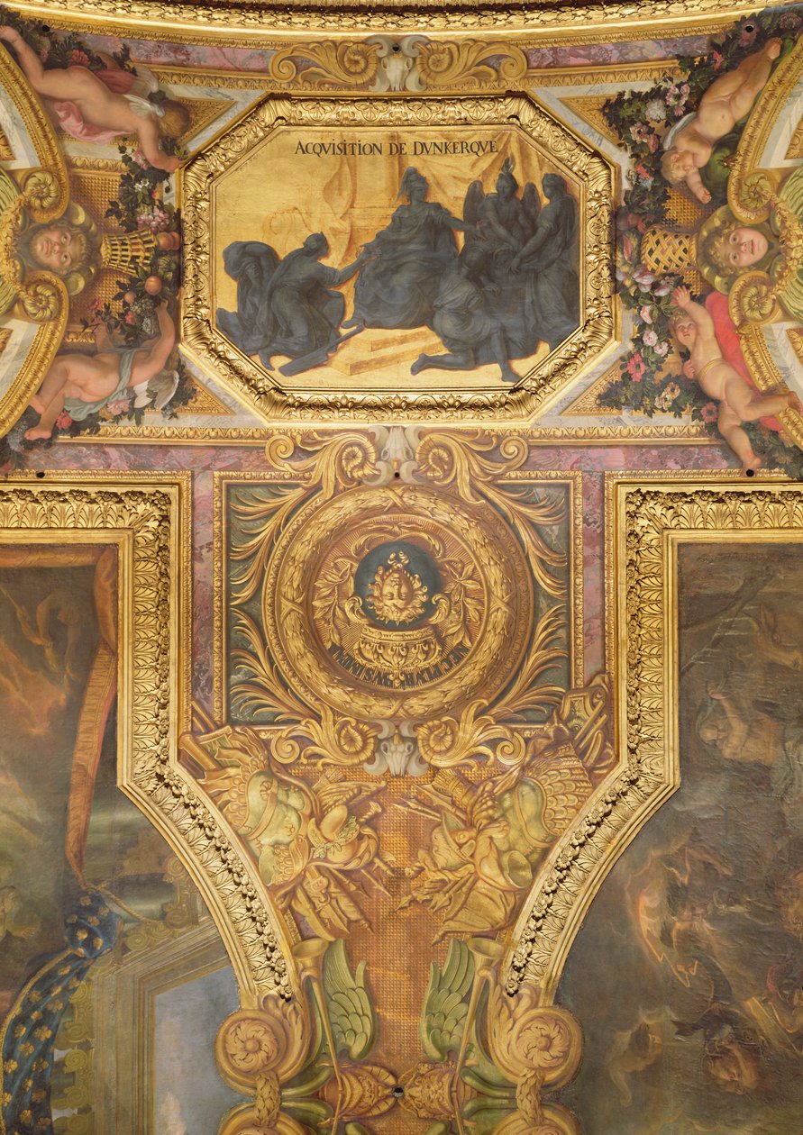 Erhvervelsen af Dunkerque i 1662, loftmaleri fra Galerie des Glaces af Charles Le Brun