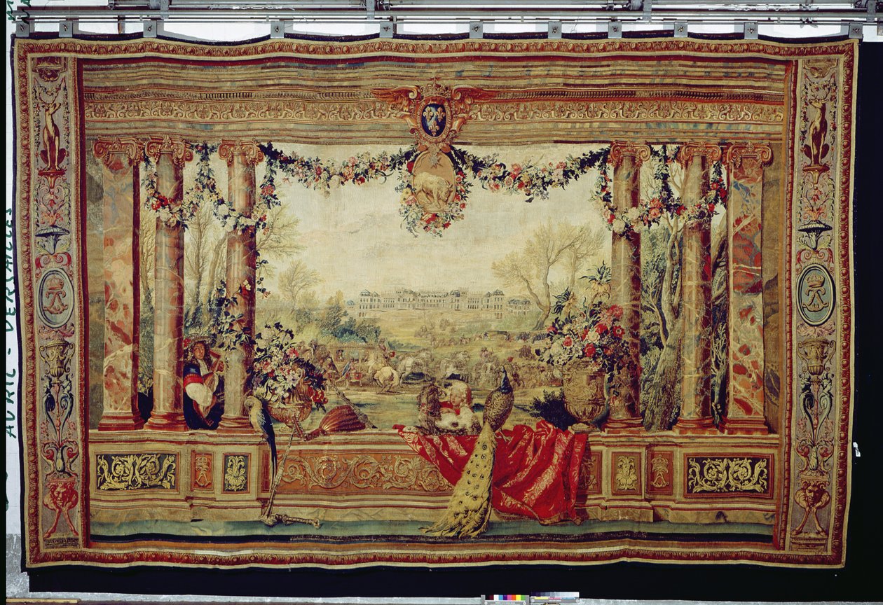 April måned i Versailles-slottet, fra serien af gobeliner "Månederne eller de kongelige residenser", fremstillet i Gobelins-værkstedet for Ludvig XIV (gobelin) af Charles Le Brun