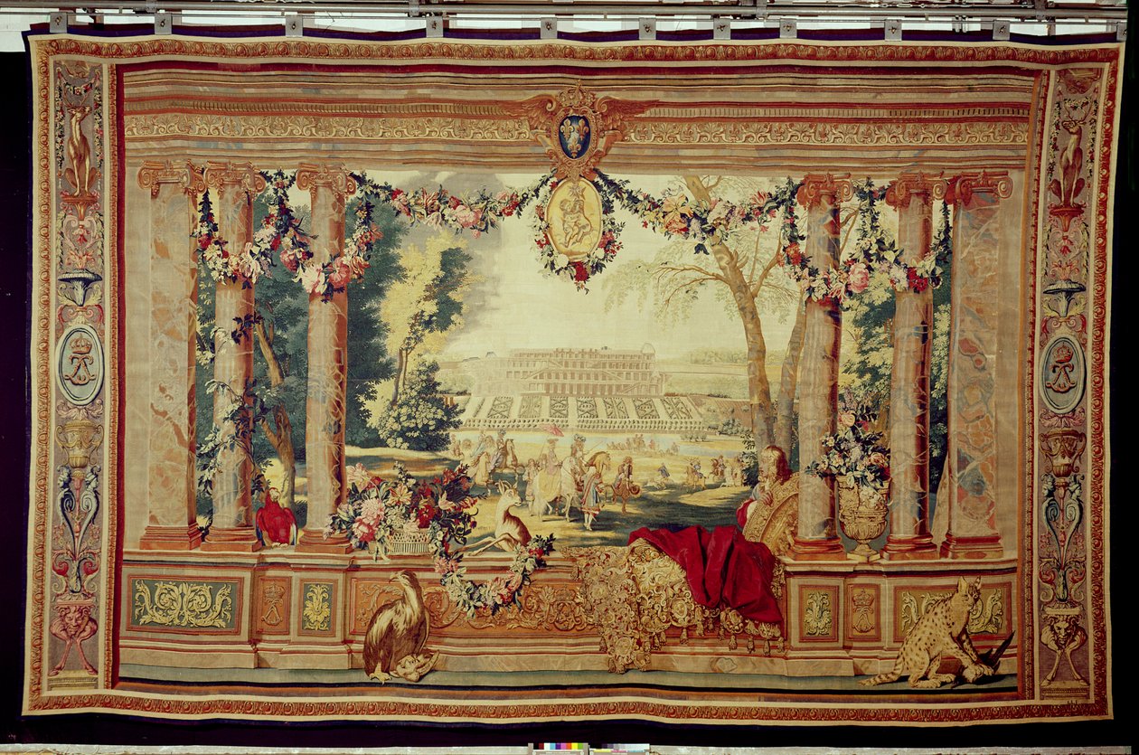 Maj måned Chateau of Saint-Germain-en-Laye, fra tapetrækken "Månederne eller de kongelige residenser", fremstillet i Gobelins-værkstedet for Ludvig XIV (tapet) af Charles Le Brun