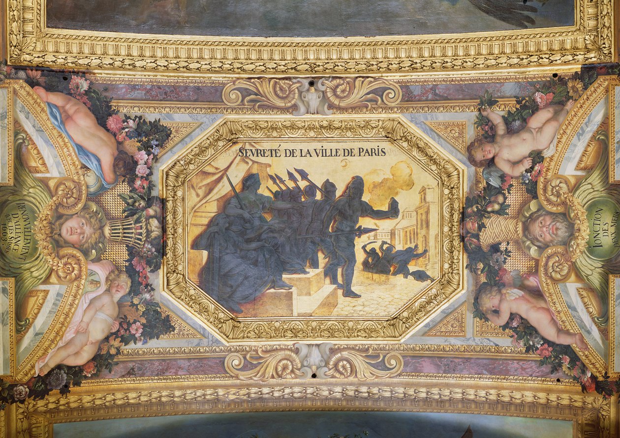 The Resistance of Paris, loftmaleri fra Galerie des Glaces af Charles Le Brun