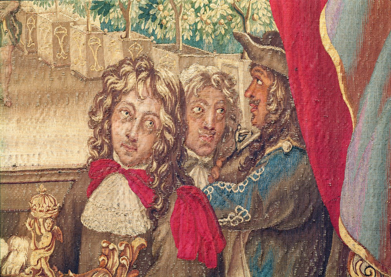 Tre personer, fra januar måned gobelin detalje af 391182 af Charles Le Brun