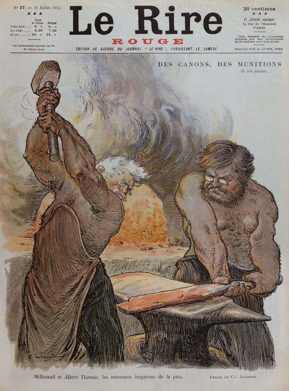 Alexandre Millerand og Albert Thomas som smede, der skaber fred, forsideillustration fra 