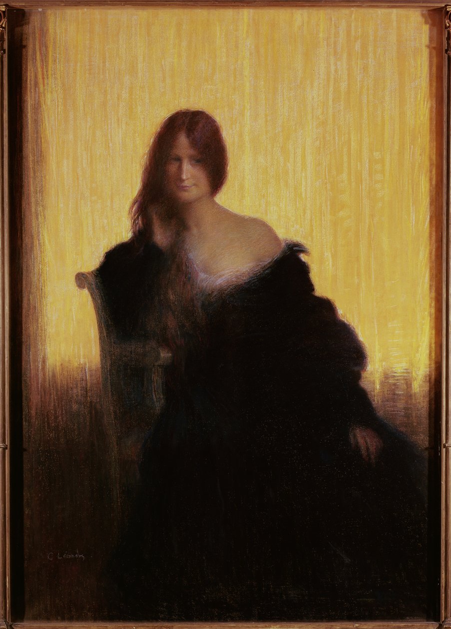 Portræt af en kvinde (pastel på papir) af Charles Leandre
