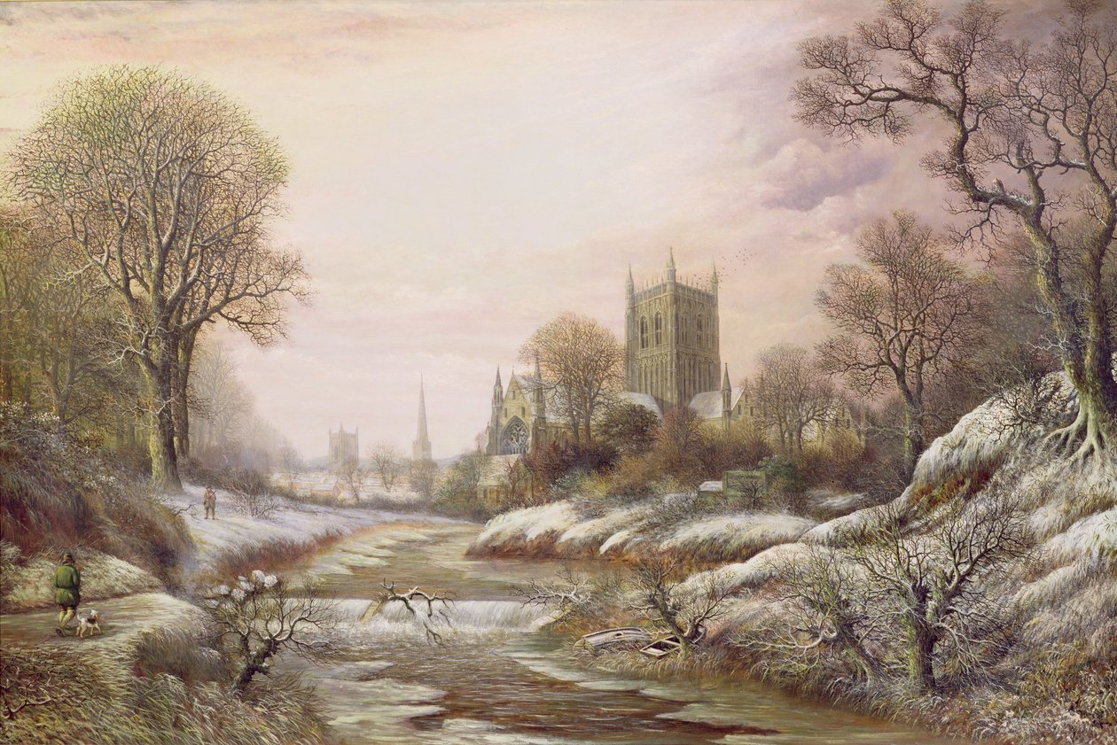 Worcester fra det sydvestlige i sneen, ca. 1875 af Charles Leaver