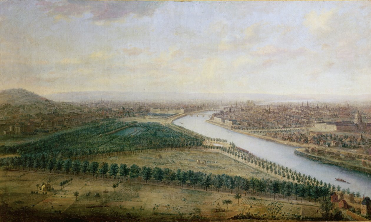 Paris, udsigt fra oven Champs-Elysees, c.1740 af Charles Leopold Grevenbroeck