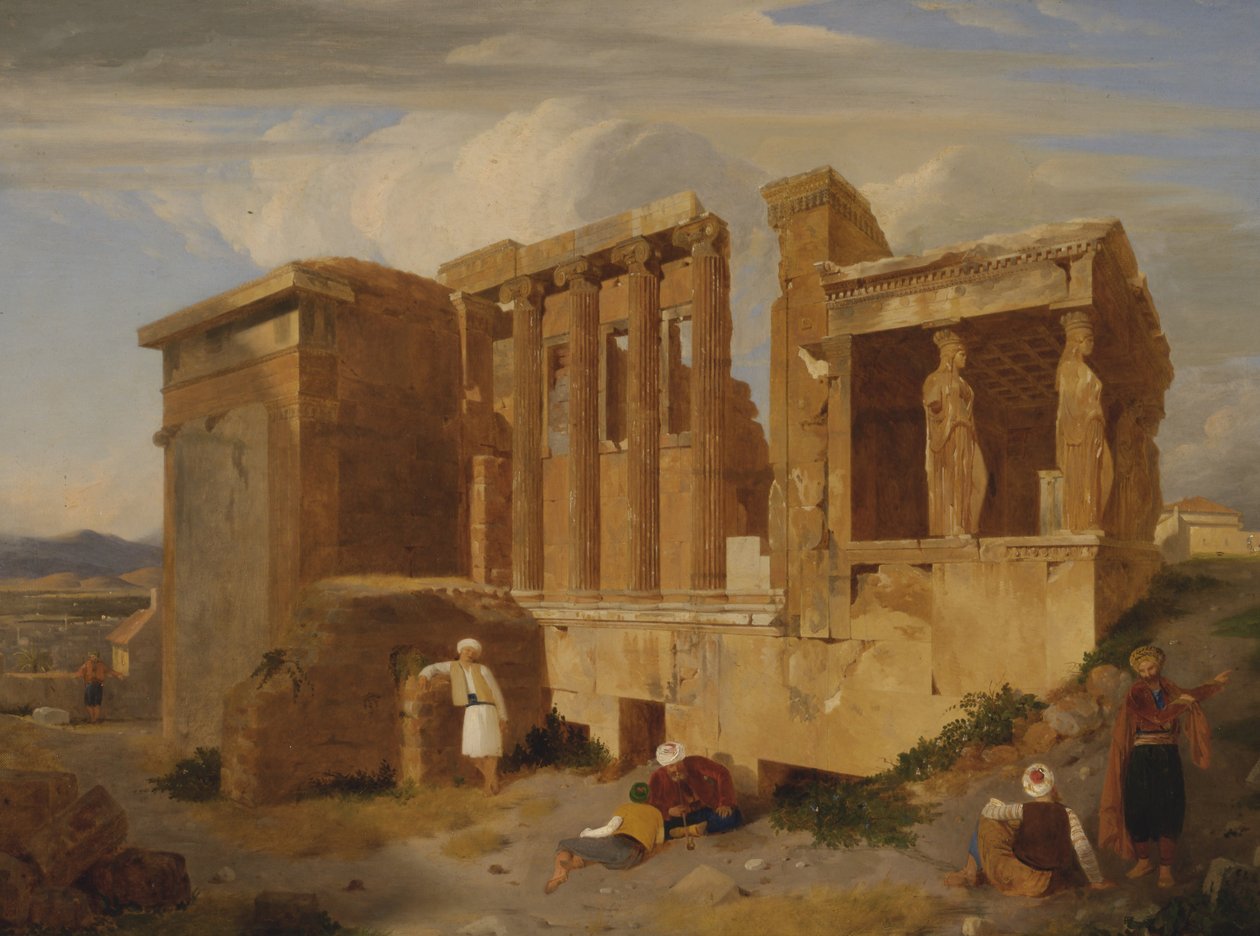 Erechtheum, Athen, med figurer i forgrunden af Charles Lock Eastlake