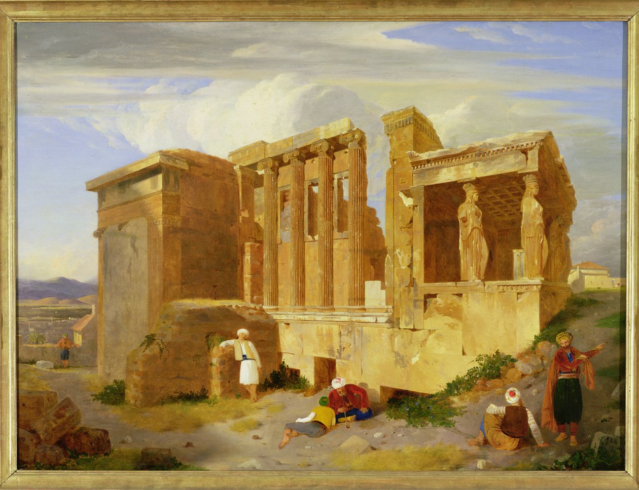 Erechtheum, Athen, med figurer i forgrunden, 1821 af Charles Lock Eastlake