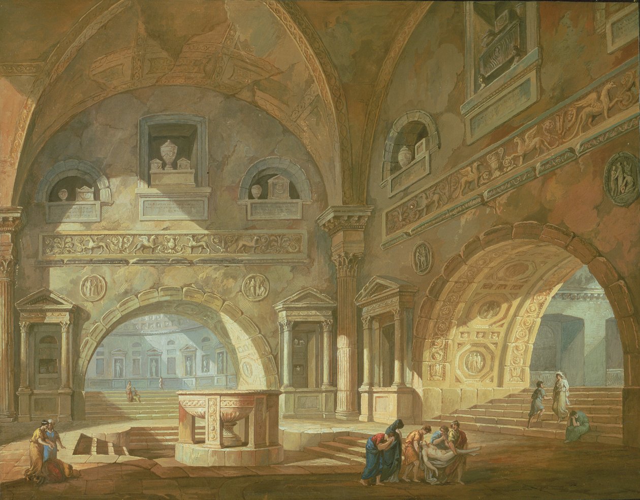 Interiør af et mausoleum, 1772 af Charles Louis Clerisseau