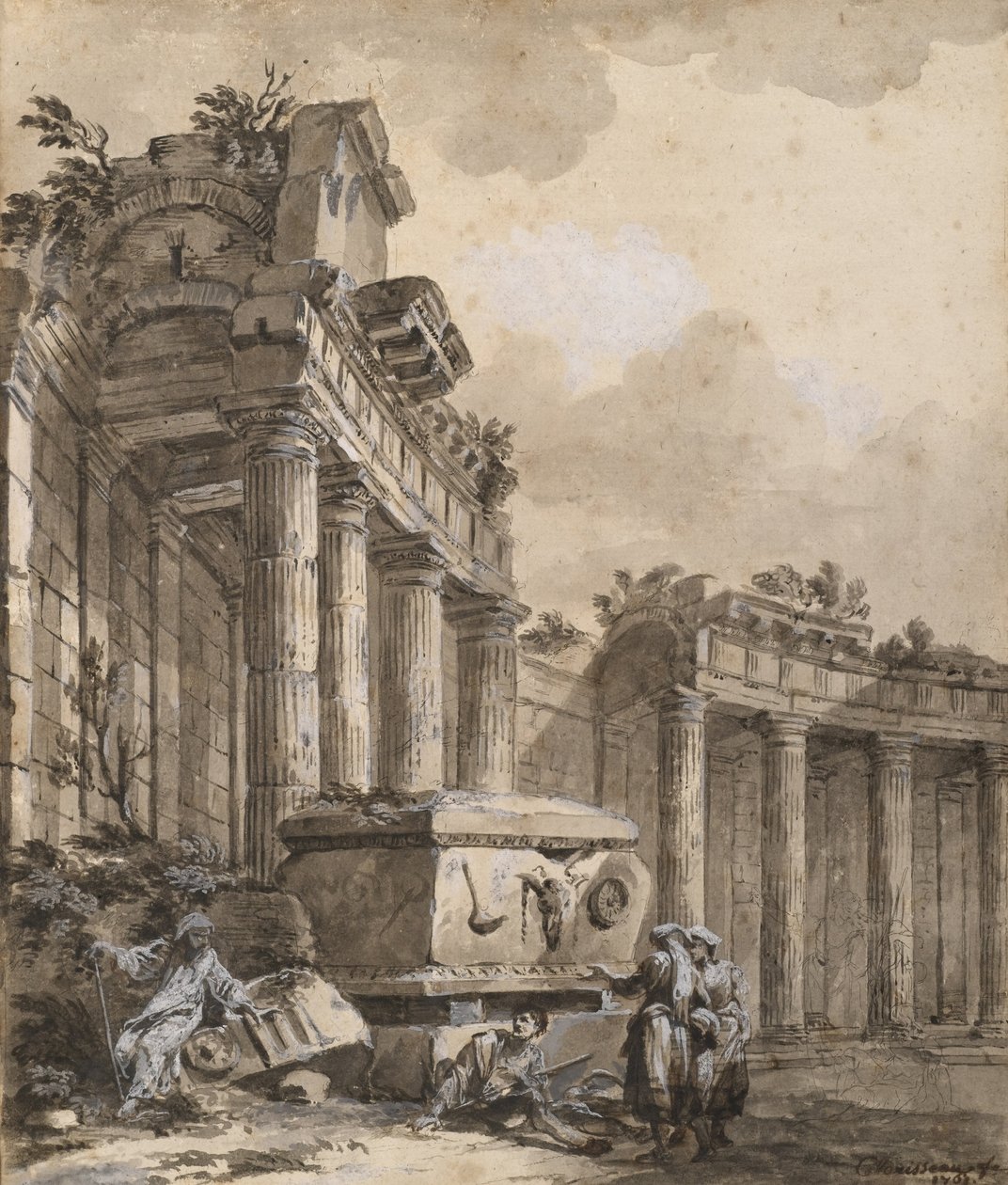 Figurer nær en ødelagt søjlegang af Charles Louis Clerisseau