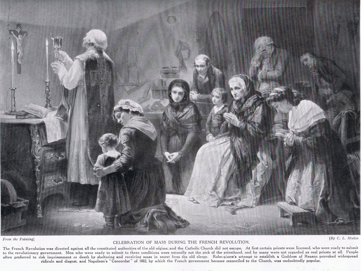 Fejring af messen under den franske revolution, illustration fra "Hutchinson