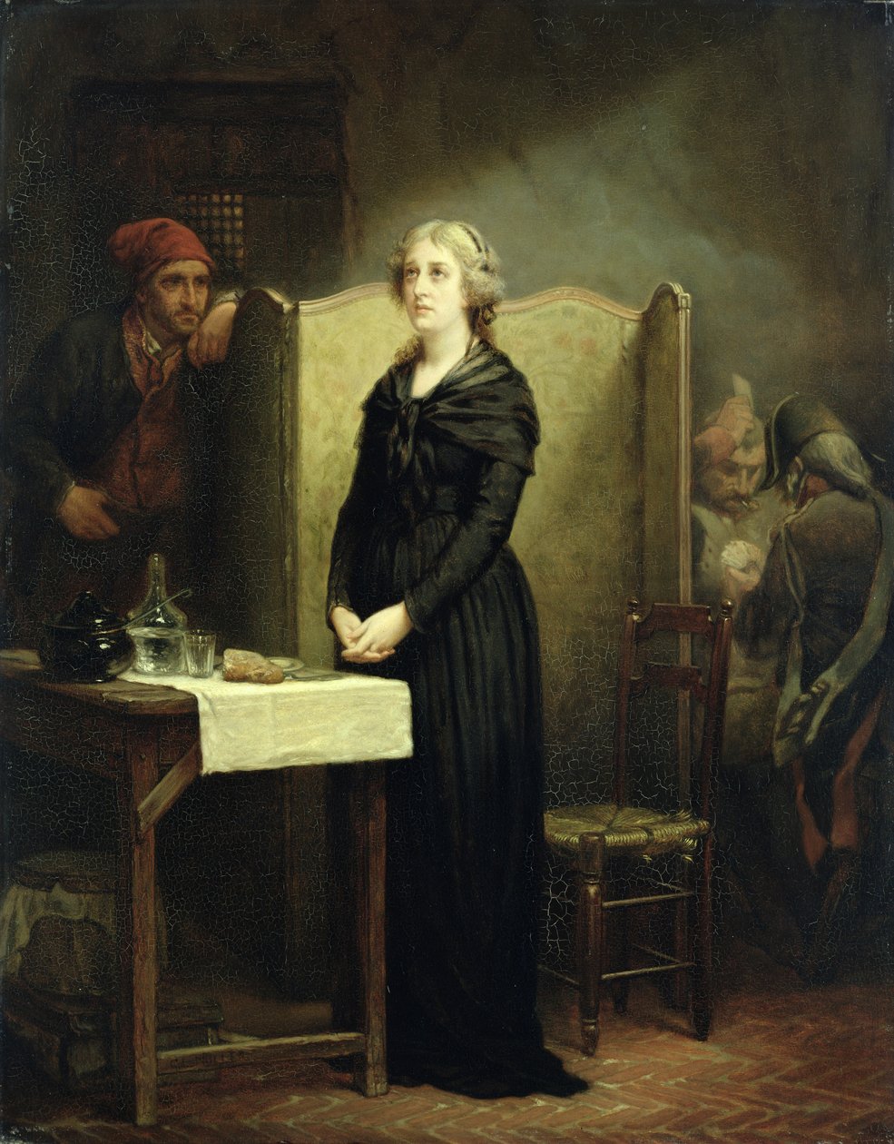 Dronning Marie Antoinette i Conciergeriet: Bønnebordet, 1856-57 af Charles Louis Lucien Muller
