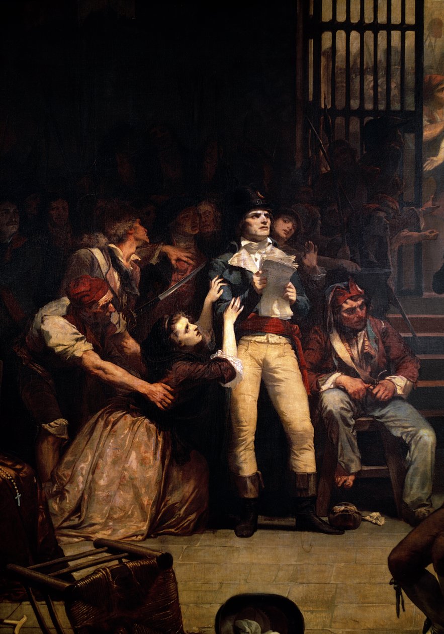 The Call for the Last Victims of the Terror, 7-9 Thermidor, år 2 (25-27 juli 1794), central detalje, 1850 af Charles Louis Lucien Muller