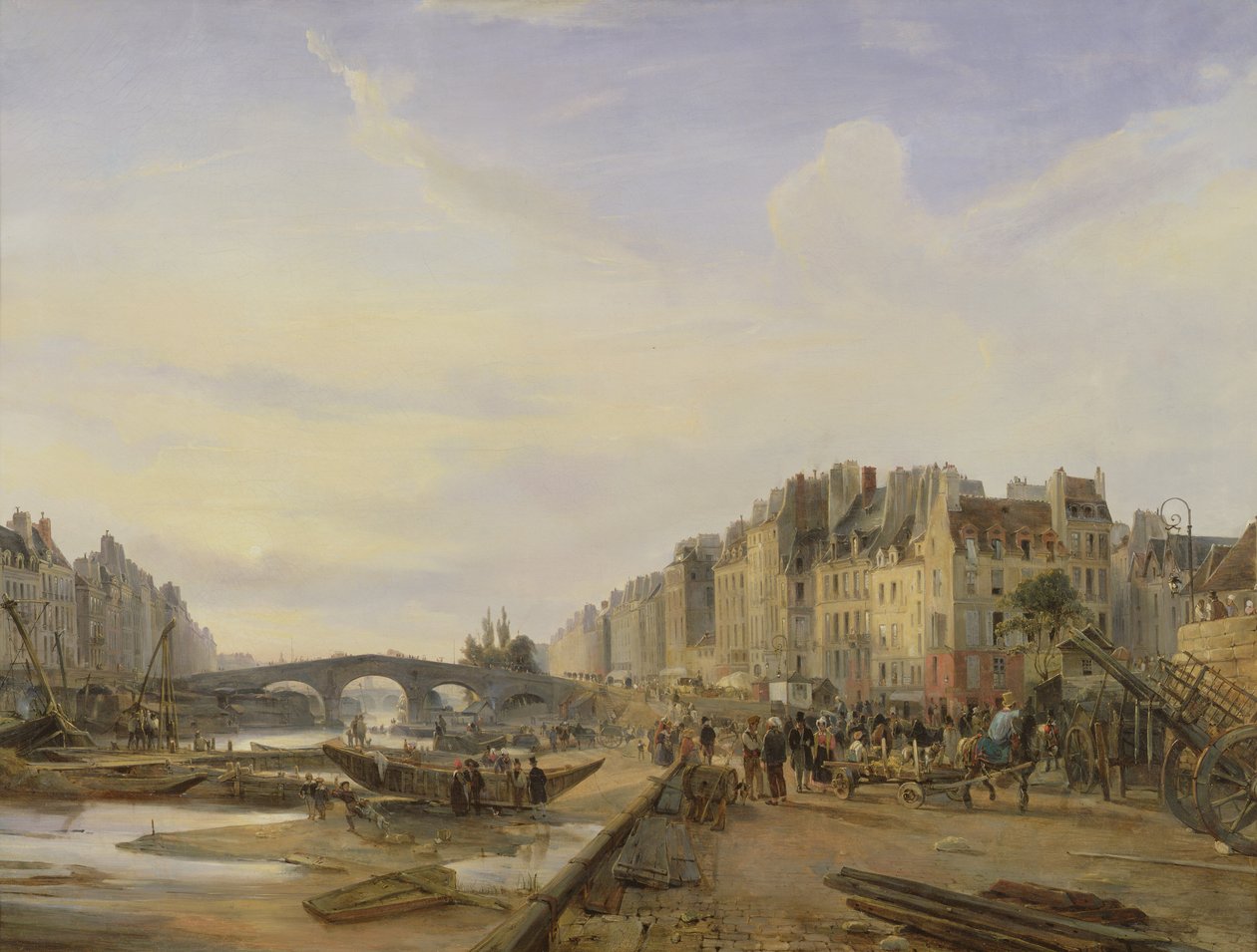 Pont Marie og Quai Saint-Paul af Charles Louis Mozin