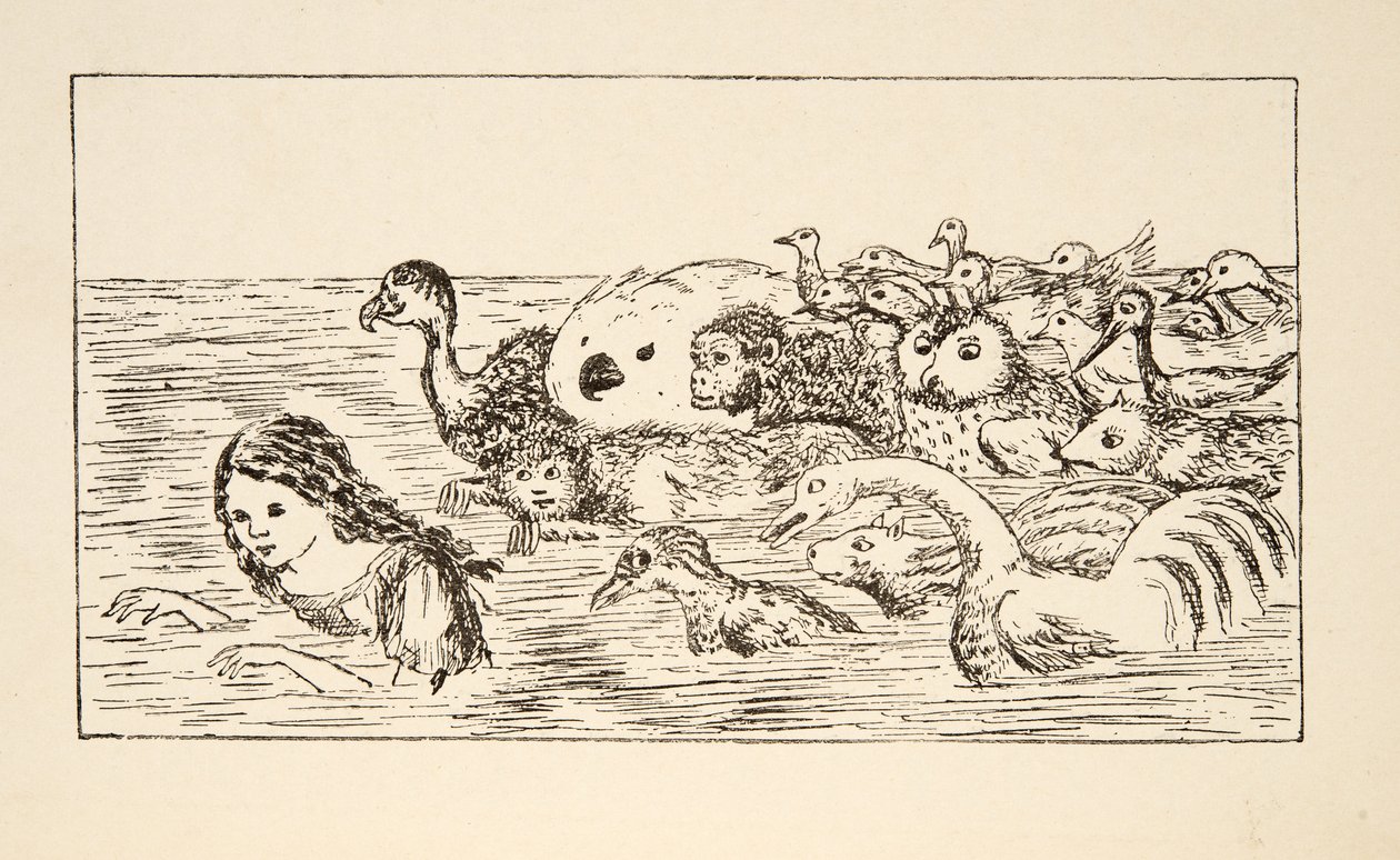 Alice svømmer i Tårepoolen, illustration fra Alice