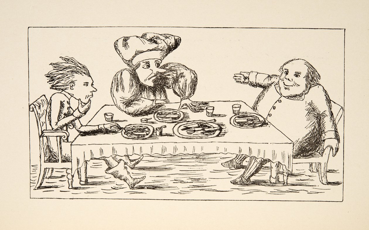 Far William har spist gåsen, illustration fra Alices Adventures Under Ground, pub. 1886 (faksimile) af Charles Lutwidge Dodgson