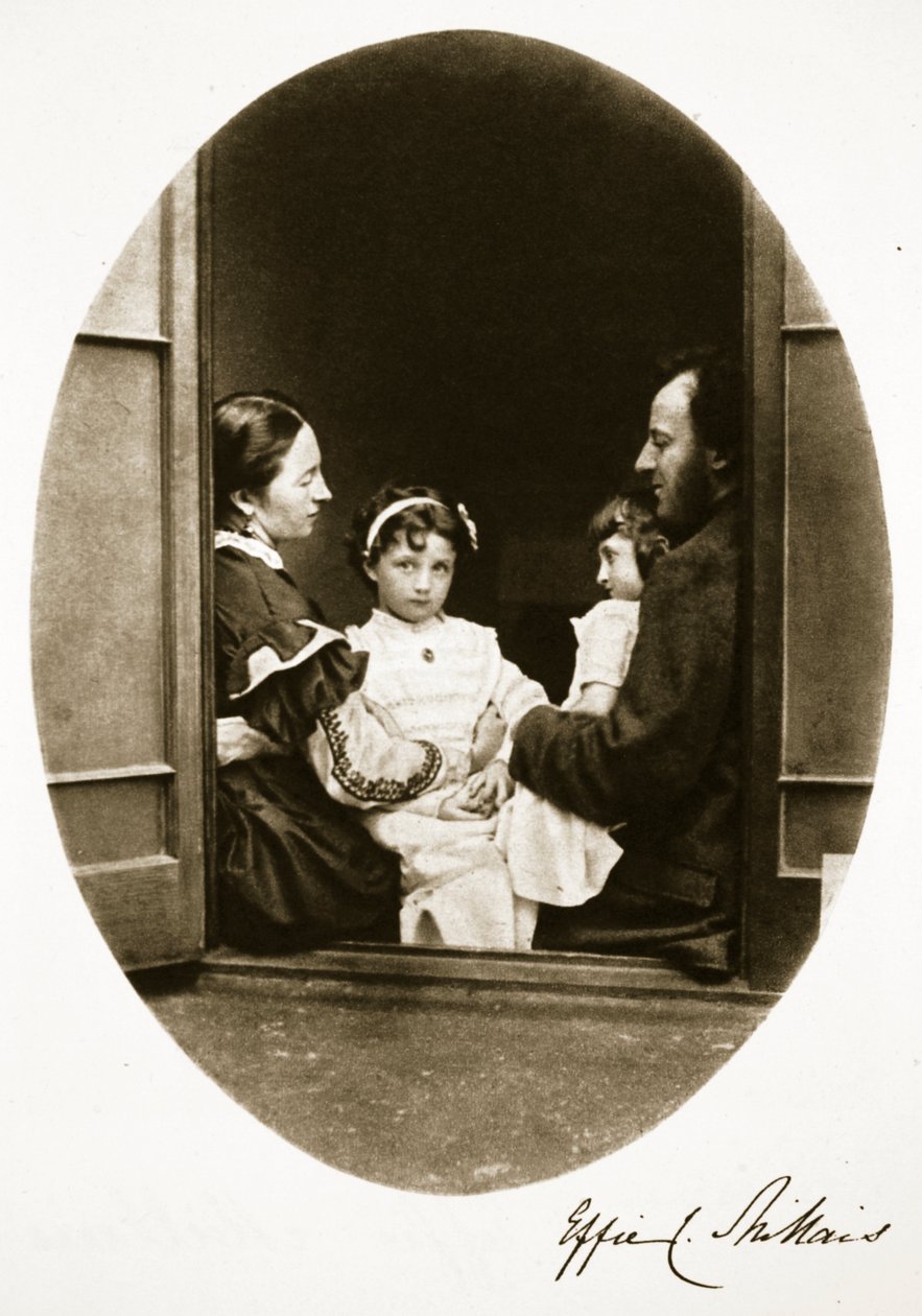 John Everett Millais med sin kone og døtre, 21. juli 1865 (sepia-foto) af Charles Lutwidge Dodgson