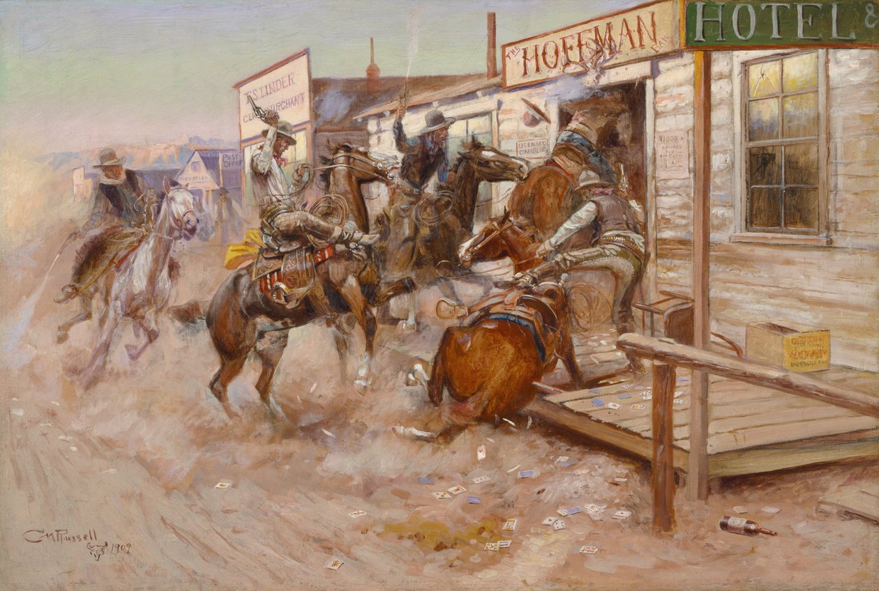 I Uden at banke på af Charles Marion Russell