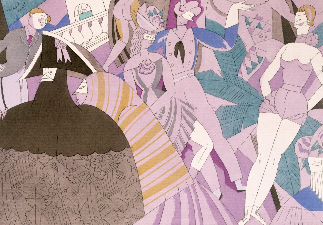 The Masked Ball, ca. 1920 (stencil) af Charles Martin
