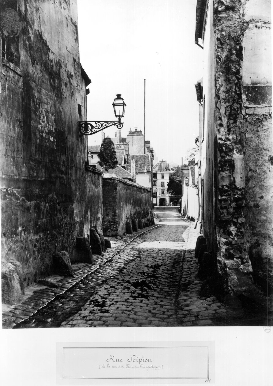 Rue de Scipion, fra Rue des Francs-Bourgeois, Paris, 1858-78 af Charles Marville
