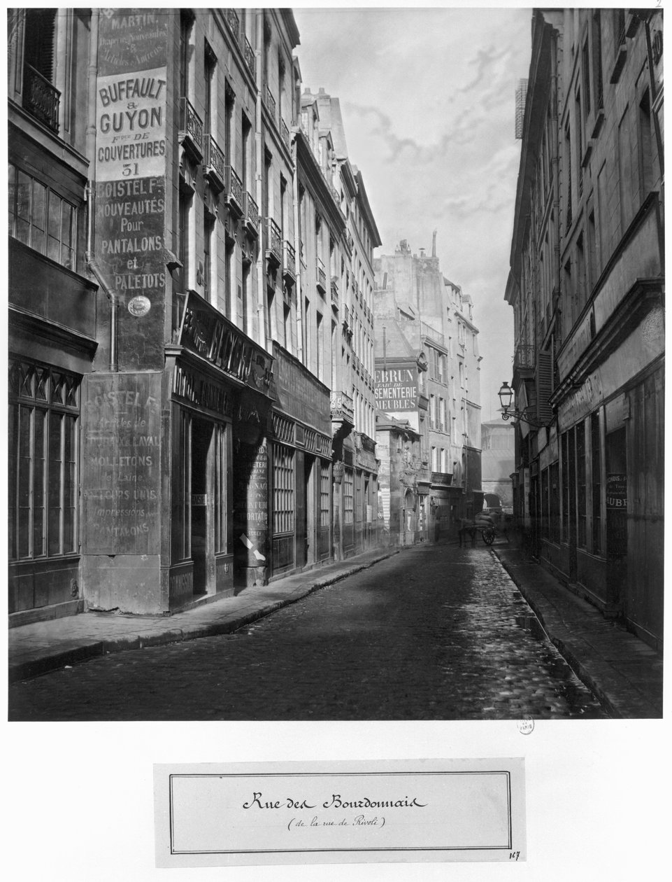 Rue des Bourdonnais (fra rue de Rivoli) Paris 1858-78 af Charles Marville