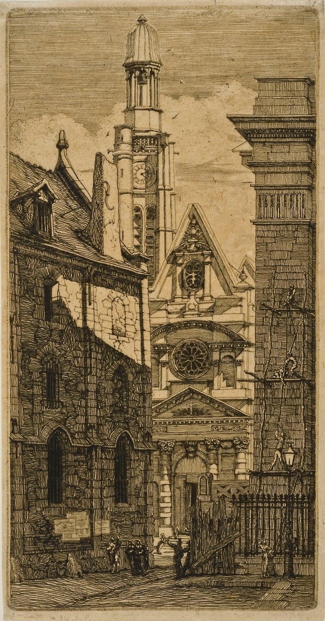 St. Etienne-du-Mont, Paris, fra Eaux-forter i Paris af Charles Meryon