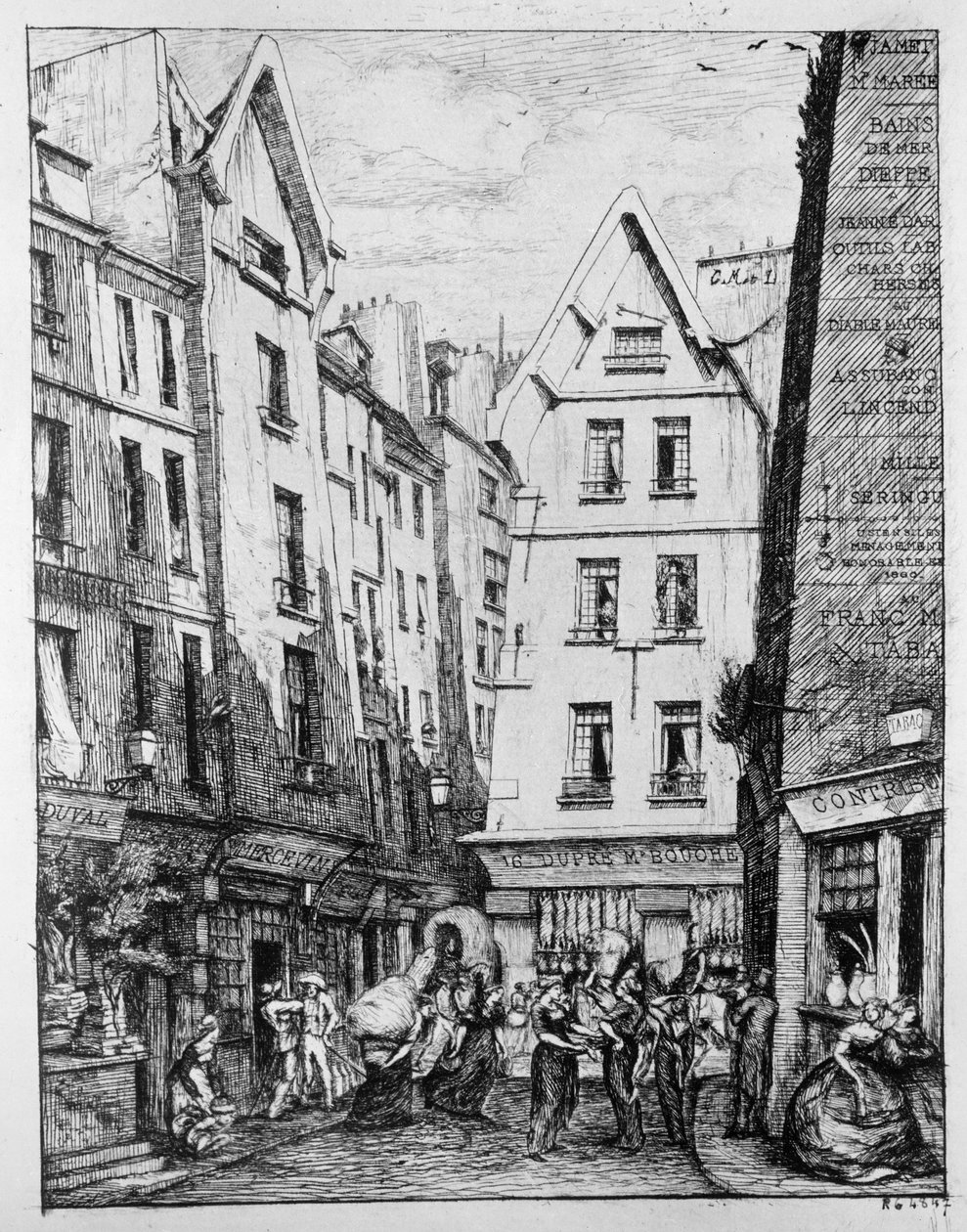 Rue Pirouette, 1860 af Charles Meryon