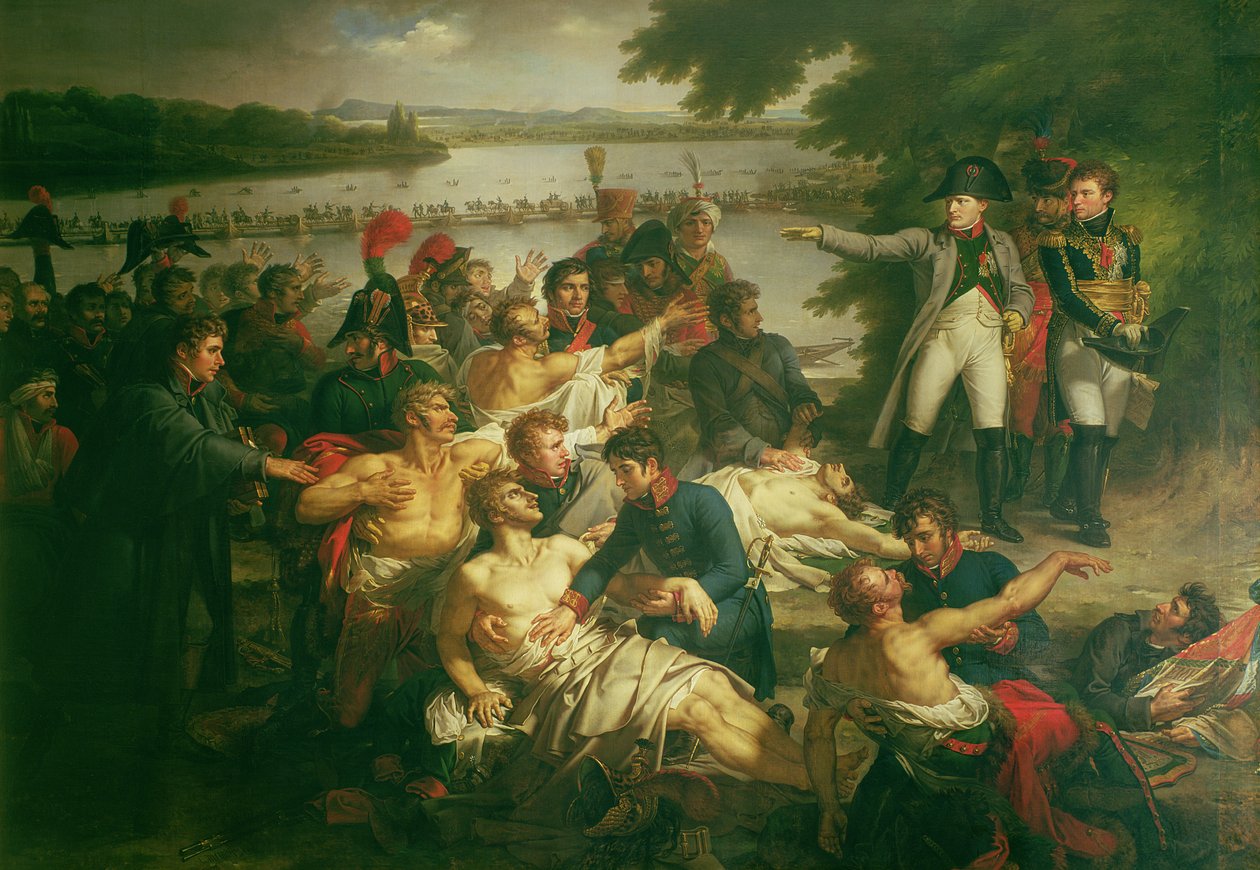 Napoleons (1769-1821) tilbagevenden til øen Lobau efter slaget ved Essling, 23. maj 1809, 1812 af Charles Meynier