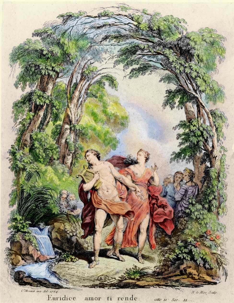 Orpheus fører Eurydice ud af helvede, illustration til operaen 