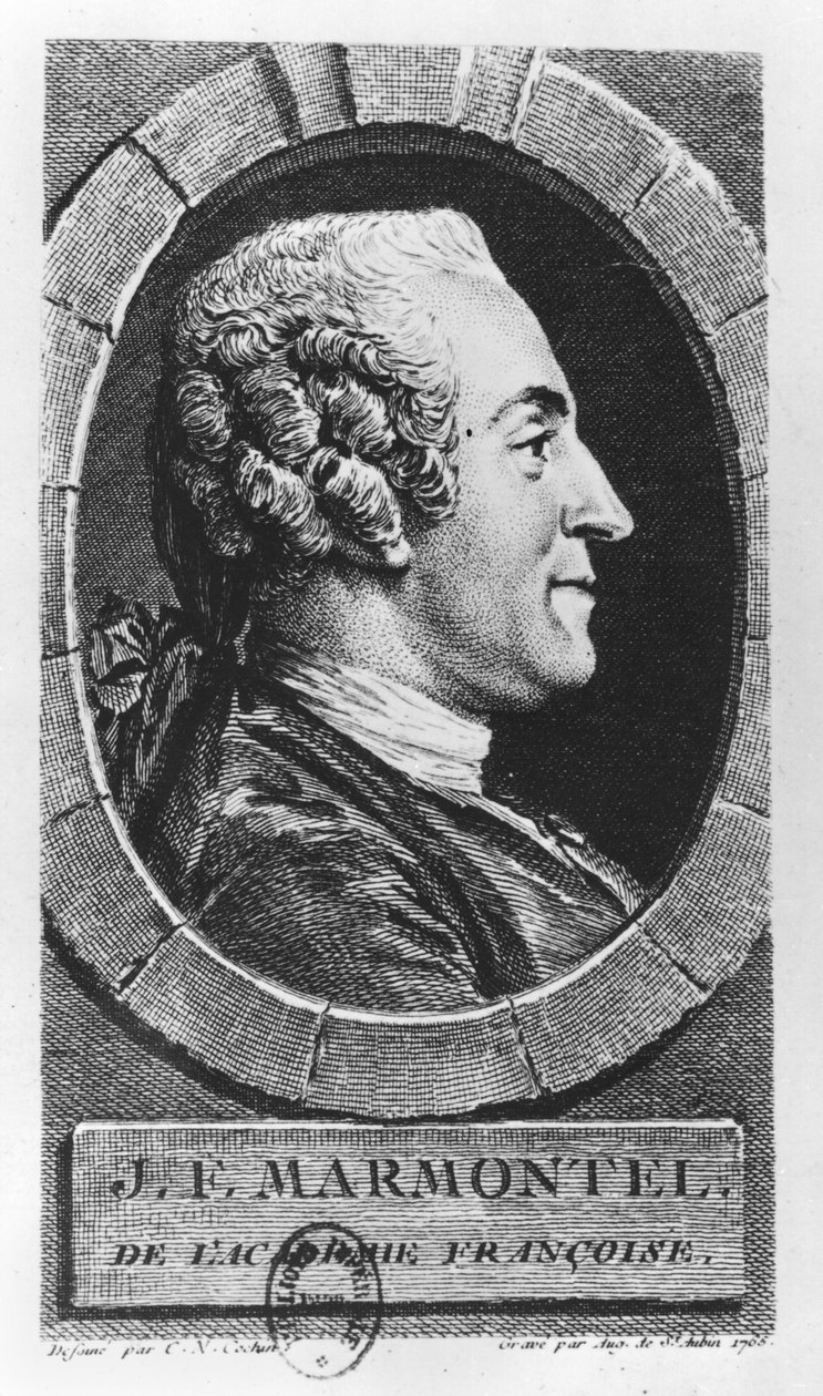 Portræt af Jean Francois Marmontel (1723-99) graveret af Augustin de Saint-Aubin (1736-1807) 1765 af Charles Nicolas II Cochin