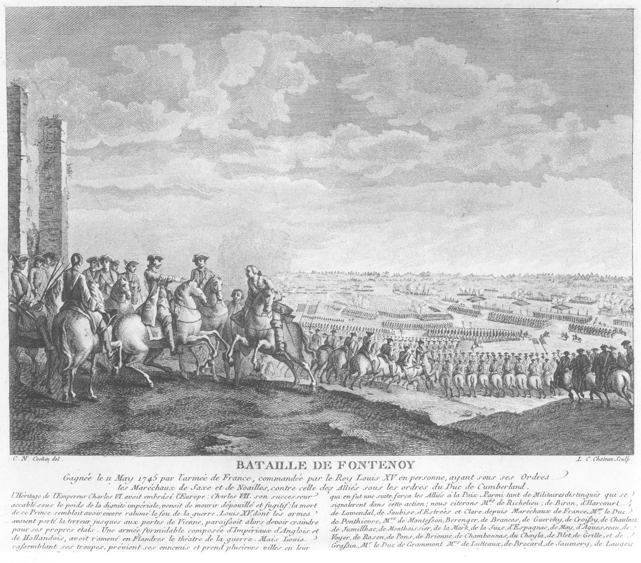 Slaget ved Fontenoy, 11. maj 1745, 1828 af Charles Nicolas II Cochin