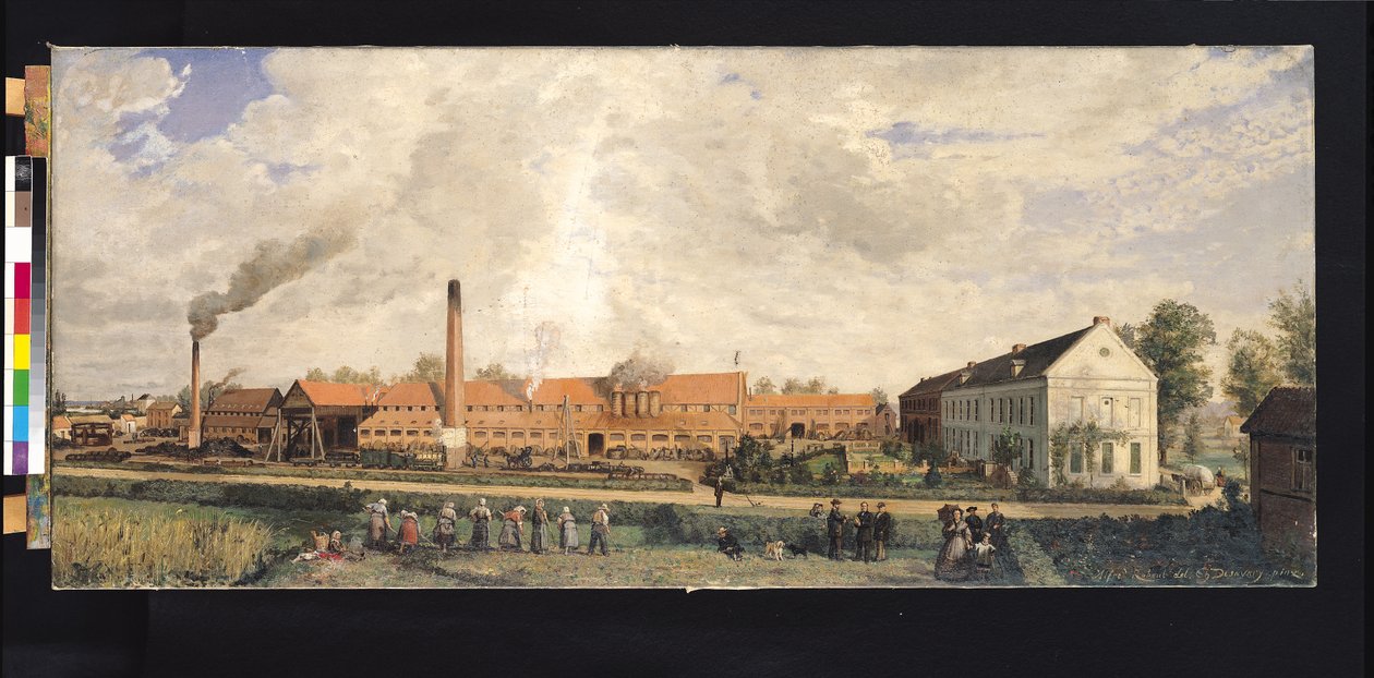 Udsigt over en sukkerfabrik af Charles Paul Etienne Desavary