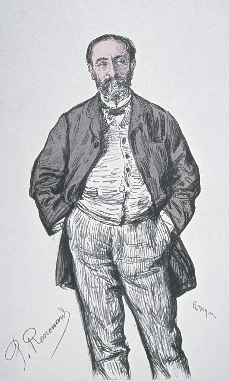 Portræt af den franske komponist og musikkritiker Charles Camille Saint-Saens (1835-1921), indgraveret af Florian fra serien 