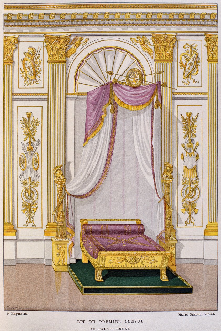 Seng af Napoleon I Bonaparte (1769-1821) Første konsul ved Palais Royal, illustration fra 
