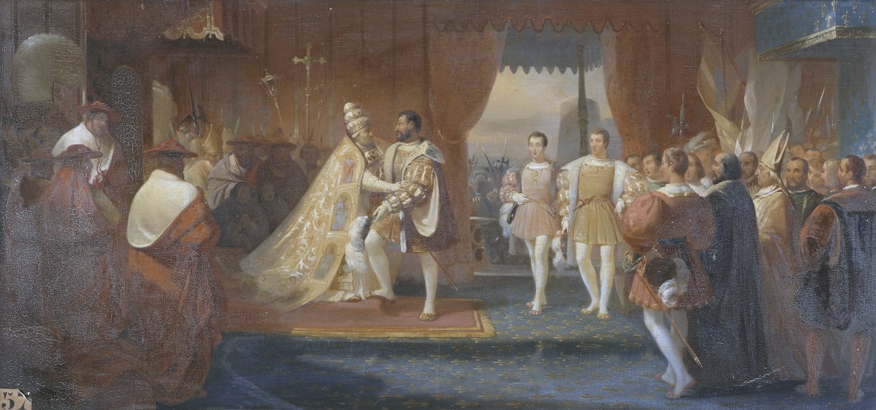 Interview mellem Francis I og pave Clement VII i Marseille, 13. oktober 1533 af Charles Philippe Lariviere